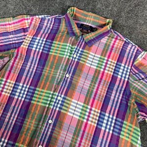 Men's Polo Ralph Lauren Classic-Fit Plaid Seersucker Button Up Camp Shirt 2XL